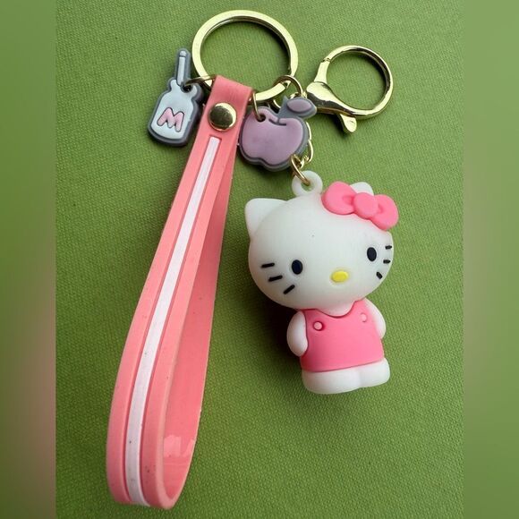 Hello Kitty Pink Bow Keychain with Charms & Wrist Strap – Super Cute! - Picture 6 of 17